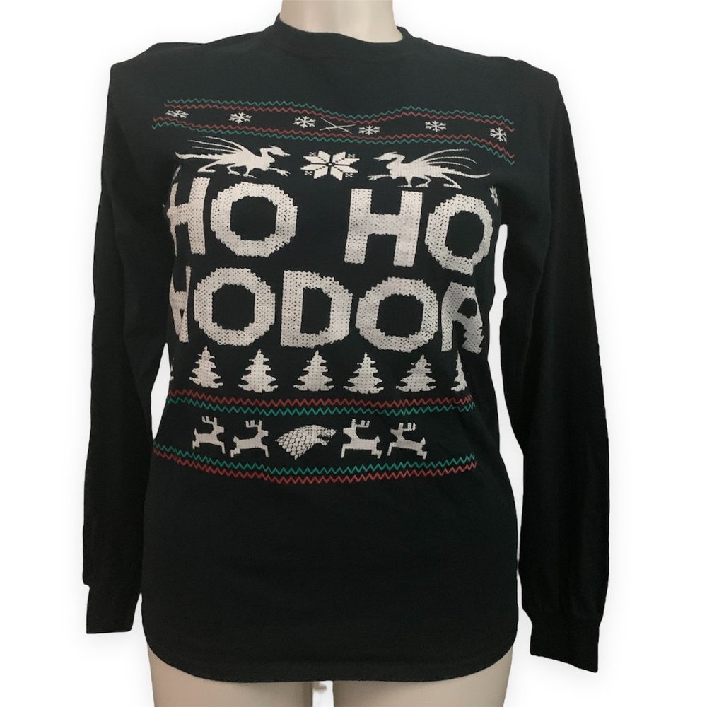 Men's Game of Thrones (GoT) | Ho Ho Hodor Ugly Christmas T-Shirt | Sz M